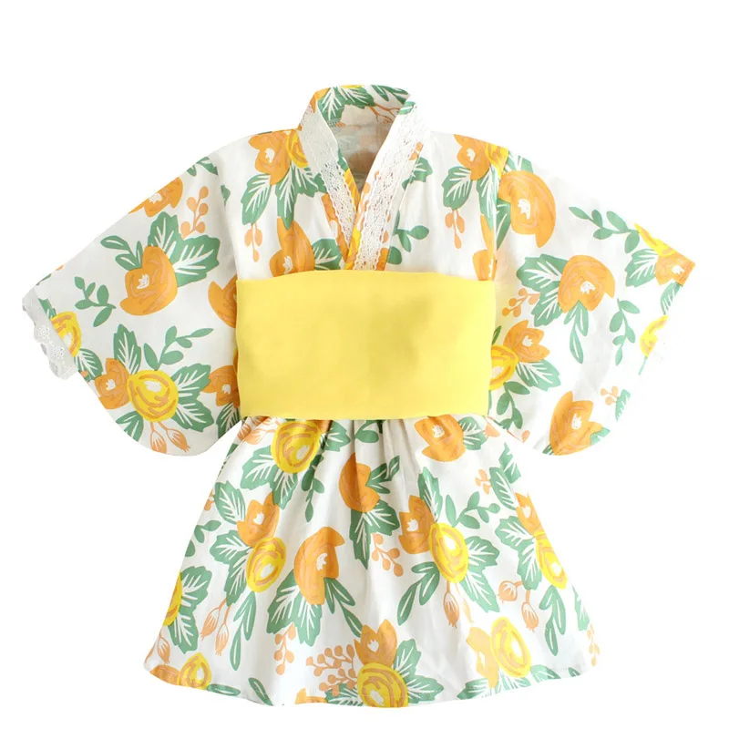Baby Girl Rompers Japanese Style Kawaii Girls Floral Print Kimono 