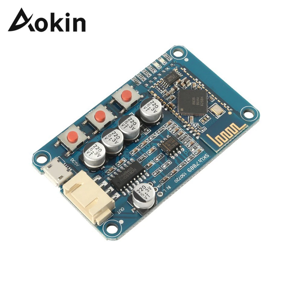 Aokin CSR8635 PAM8403 Stereo Amplifier Module Bluetooth 4.0 HF11 Digital Audio Receiver Board 5V Mini USB csr8635 module
Aokin CSR8635 PAM8403 Stereo Amplifier Module Bluetooth 4.0 HF11 Digital Audio Receiver Board 5V Mini USB csr8635 module