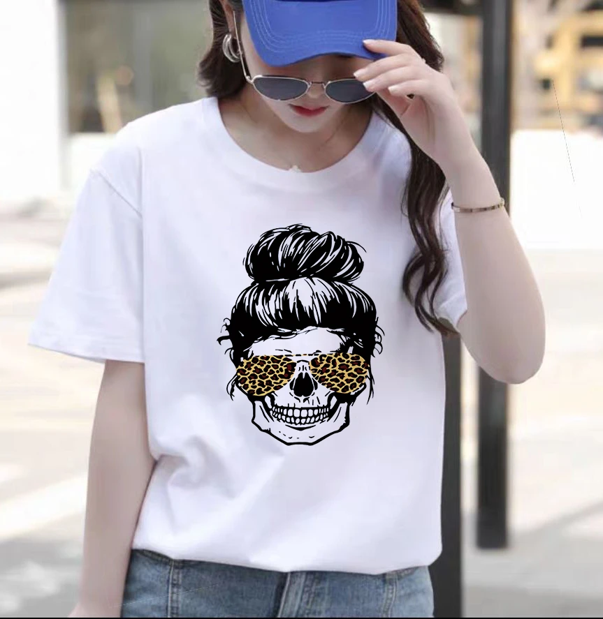 Women's 2020 Trend Fashion Skull Leopard Glasses Short Sleeve Women's T-Shirt Top T-shirt Women's Design Women's T-shirt 
Women's 2020 Trend Fashion Skull Leopard Glasses Short Sleeve Women's T-Shirt Top T-shirt Women's Design Women's T-shirt