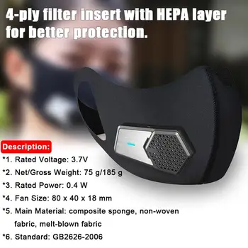 Smart Mask With Breathable Valve PM2.5 Electric Face Mask Air Purifying Anti Dust Pollution Safe Fresh Air Supply For Bicycle
Smart Mask With Breathable Valve PM2.5 Electric Face Mask Air Purifying Anti Dust Pollution Safe Fresh Air Supply For Bicycle