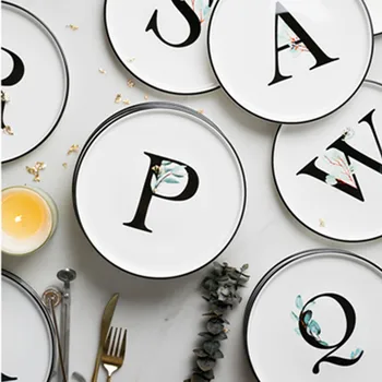 Ceramic Western dish plate flat plate 8-inch disc steak plate Nordic style English letter green leaf plate
Ceramic Western dish plate flat plate 8-inch disc steak plate Nordic style English letter green leaf plate