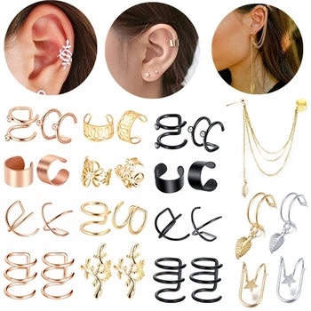 5-18pcs/set Leaf Star Cross Ear Button Clip Earrings Suit Gold Color Ear Cuffs Climbers Fake Piercing Cartilage Clips sets
5-18pcs/set Leaf Star Cross Ear Button Clip Earrings Suit Gold Color Ear Cuffs Climbers Fake Piercing Cartilage Clips sets