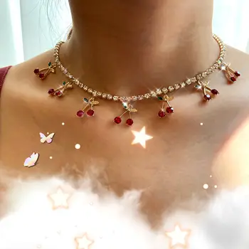 Flatfoosie Fashion Sweet Cherry Rhinestone Pendant Necklace For Women Gold Color Bling Crystal Tennis Necklace 2020 Jewelry Gift
Flatfoosie Fashion Sweet Cherry Rhinestone Pendant Necklace For Women Gold Color Bling Crystal Tennis Necklace 2020 Jewelry Gift