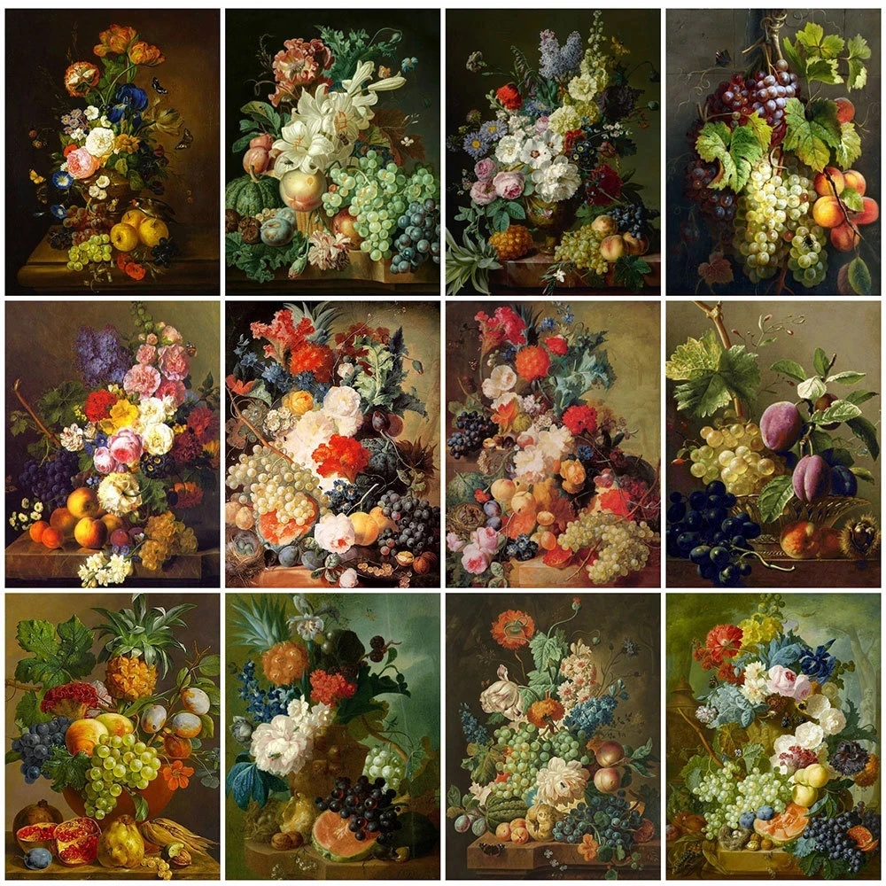 5D DIY Diamond Painting Flower Fruit Grape Embroidery Decorative Paintings Cross Stitch Kits Handicraft Needlework Art | Дом и сад