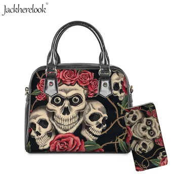 Jackherelook Women Handbags Brand Desugner Luxury PU Leather Purse 2pcs Rose Sugar Skull Print Ladies Shoulder Gothic Bags Mujer 
Jackherelook Women Handbags Brand Desugner Luxury PU Leather Purse 2pcs Rose Sugar Skull Print Ladies Shoulder Gothic Bags Mujer