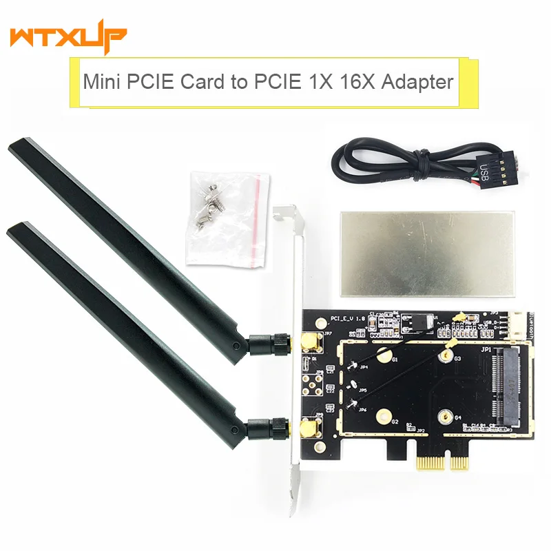 

mini PCI-E pcie wifi card to Desktop PCIE PCI-Express Wireless Bluetooth Adapter Converter 2 X antenna for Intel 7260 3160 AC