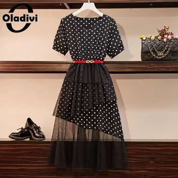 Oladivi Plus Size Women Polk Dot Printed Chiffon Dress Elegant Lady Formal Mesh Dresses Black Vintage OL Official Work Wear 5XL
Oladivi Plus Size Women Polk Dot Printed Chiffon Dress Elegant Lady Formal Mesh Dresses Black Vintage OL Official Work Wear 5XL