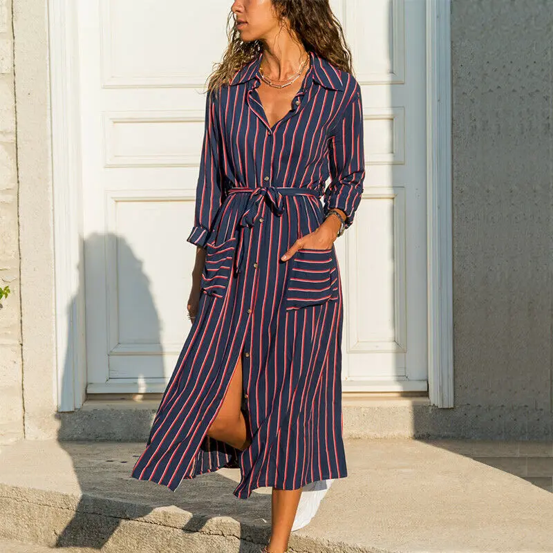 Womens Vintage Striped Maxi Dress Autumn V-Neck Retro Long Sleeve Party Swing Bodycon Slim Boho Beach Vestidos Casual Sundress
Womens Vintage Striped Maxi Dress Autumn V-Neck Retro Long Sleeve Party Swing Bodycon Slim Boho Beach Vestidos Casual Sundress