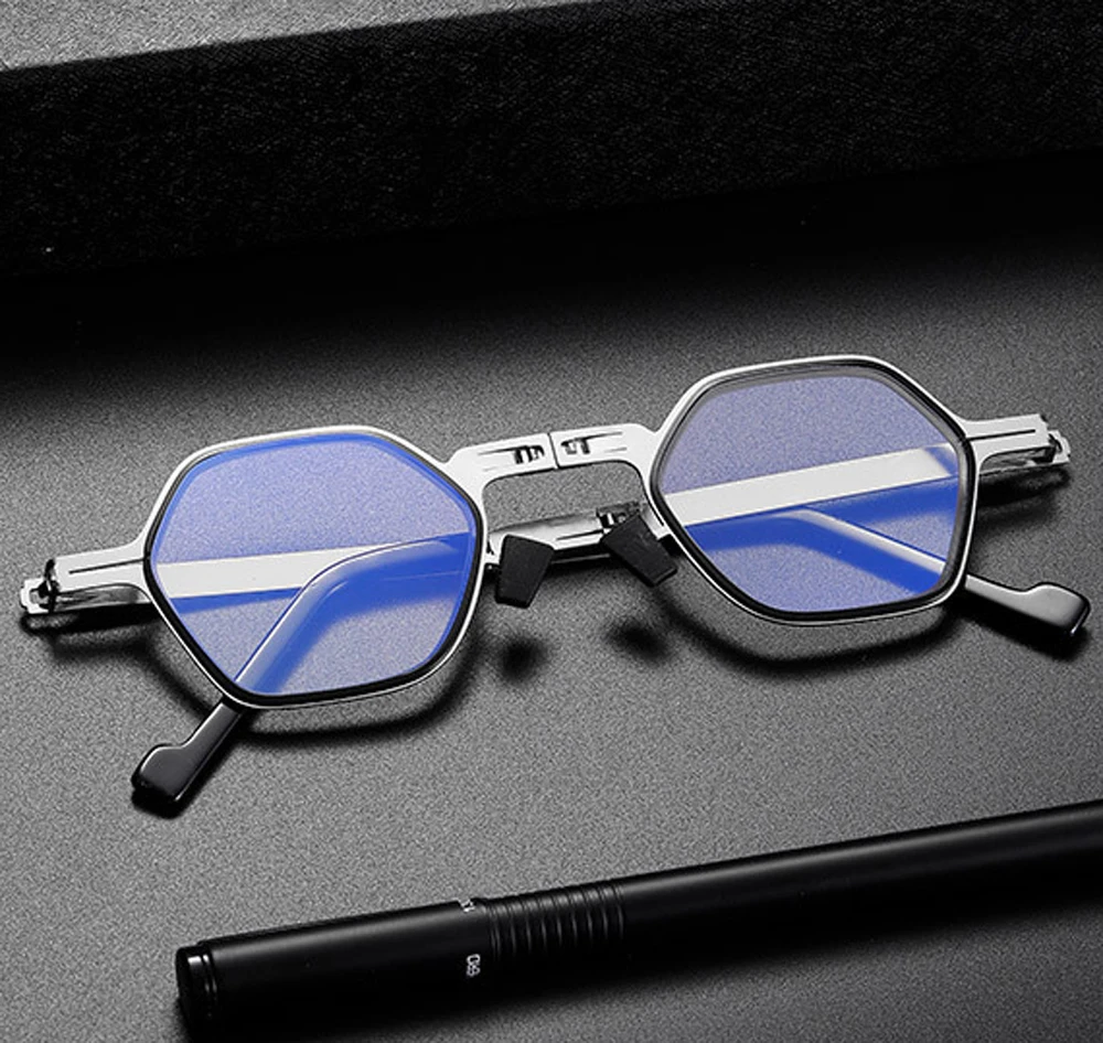 

Foldable Portable Reading Glasses Women Men Ultralight Full-rim Silver/grey Anti-Fatigue Anti-Blu-ray 1 2 3 to 4