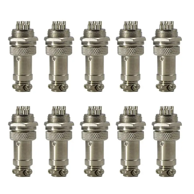 

HHO-4 Pin Metal Male Female Panel Connector 16mm GX16-4 Silver Aviation Plug of 10 pcs