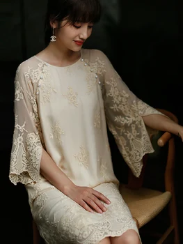 ROJAY Chinese Embroidered Cheongsam Dress Real Silk New Chinese Traditional A-Line Dress Qipao Summer Round NecK Half Sleeve
ROJAY Chinese Embroidered Cheongsam Dress Real Silk New Chinese Traditional A-Line Dress Qipao Summer Round NecK Half Sleeve