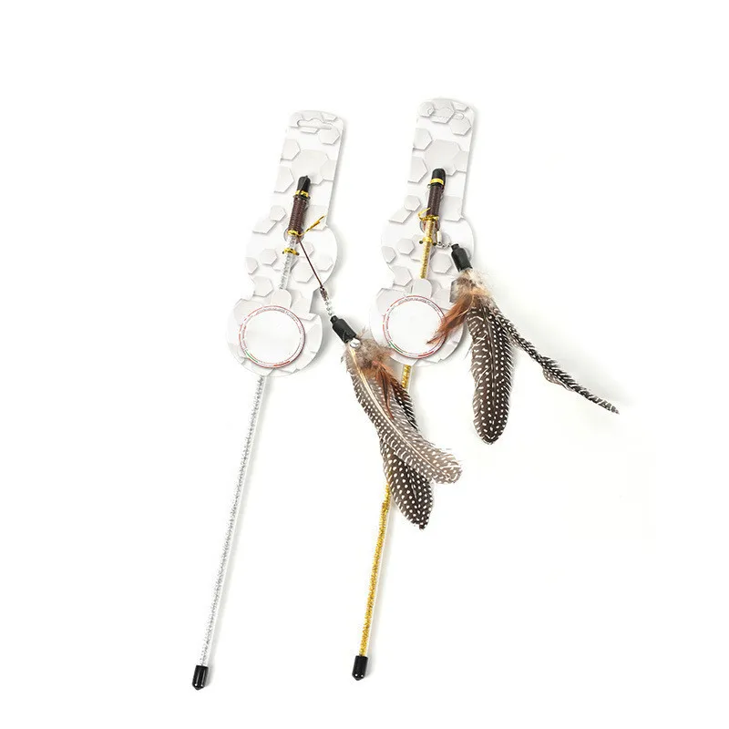 1Pc Cat Interactive Toy Stick Feather Wand with Small Bell Mouse Cage Toys Plastic Artificial Colorful Teaser Supplies | Дом и сад