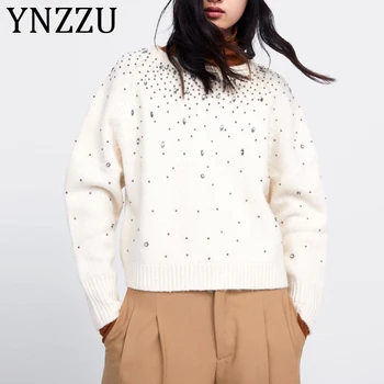 YNZZU 2020 Spring Autumn O Neck Women Sweaters and Pullovers Beading Long Sleeve Knitted Female Jumper Loose Women Tops AT434
YNZZU 2020 Spring Autumn O Neck Women Sweaters and Pullovers Beading Long Sleeve Knitted Female Jumper Loose Women Tops AT434