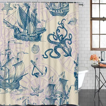 Bathroom Curtain Sailing Octopus Anchor Retro Waterproof Fabric Shower Curtain Home Decoration Shower Curtains Bathroom Curtain 
Bathroom Curtain Sailing Octopus Anchor Retro Waterproof Fabric Shower Curtain Home Decoration Shower Curtains Bathroom Curtain