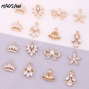 HAOSAW Choose 4Pcs Clear Crystal Charm/Flower/Bow/Fan/Crown/Cooper Jewelry Accessory/DIY Jewelry Making/Earring Findings 
HAOSAW Choose 4Pcs Clear Crystal Charm/Flower/Bow/Fan/Crown/Cooper Jewelry Accessory/DIY Jewelry Making/Earring Findings