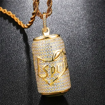 Bling Ice Out Sprite Pendant Micro Pave AAA CZ Stone Hip Hop Gold Color Cans Necklace For Men Rapper Jewelry Dropshipping
Bling Ice Out Sprite Pendant Micro Pave AAA CZ Stone Hip Hop Gold Color Cans Necklace For Men Rapper Jewelry Dropshipping