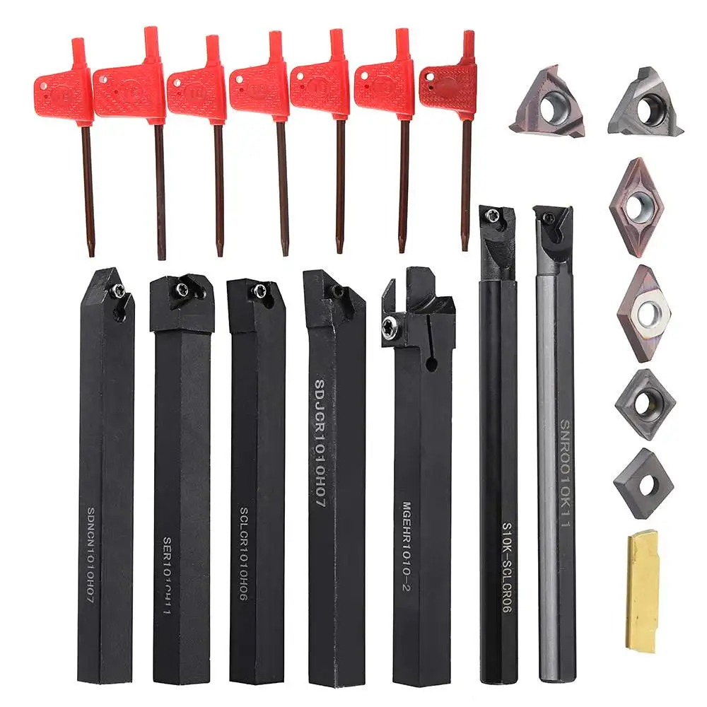 21PCS 10mm Lathe Solid Carbide Inserts Turning Tool Holder Boring Bar with Wrenches for Lathe Cutting Tools turning tool
21PCS 10mm Lathe Solid Carbide Inserts Turning Tool Holder Boring Bar with Wrenches for Lathe Cutting Tools turning tool