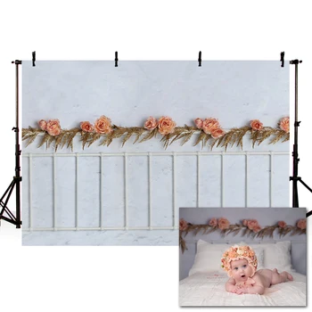 Mehofond Bed Headboard Decor Backdrop Gray Wall Fence Pink Floral Newborn Baby Portrait Photography Background Studio Photocall 
Mehofond Bed Headboard Decor Backdrop Gray Wall Fence Pink Floral Newborn Baby Portrait Photography Background Studio Photocall