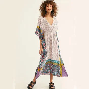 Beach wear beach cover up Women's positioning print beach skirt elastic waist robe-style holiday skirt blouse bikini cover up
Beach wear beach cover up Women's positioning print beach skirt elastic waist robe-style holiday skirt blouse bikini cover up