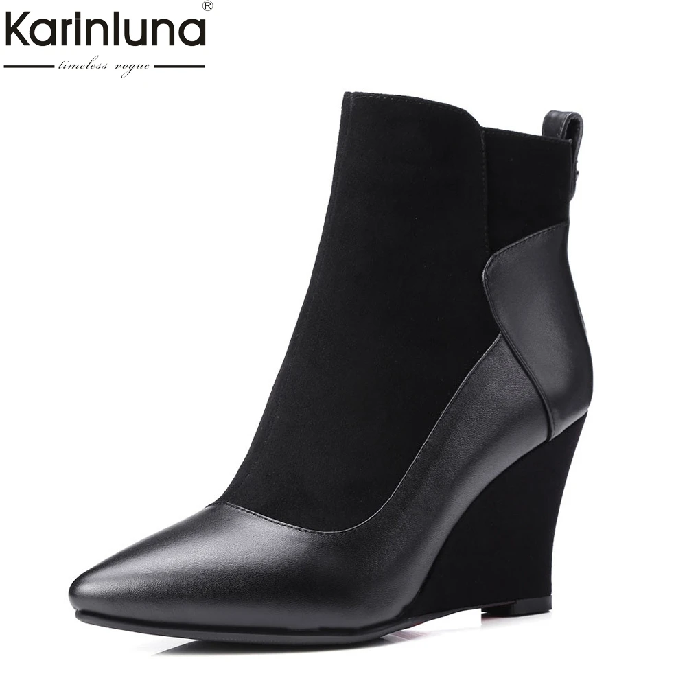 Women's Brand women's genuine leather kid suede wedges high heels shoes woman party office autumn winter ankle boots
Women's Brand women's genuine leather kid suede wedges high heels shoes woman party office autumn winter ankle boots