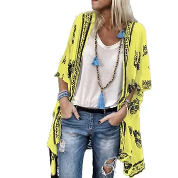 Fashion Women Open Front 3/4 Sleeve Floral Print Loose Midi Cardigan Outwear Top 
Fashion Women Open Front 3/4 Sleeve Floral Print Loose Midi Cardigan Outwear Top