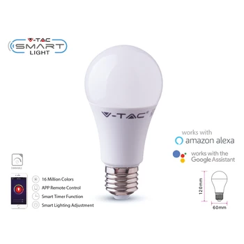 V-TAC SH02752 V-TAC Smart Led lamp Bulb E27 A60 11W WiFi RGB CCT dimmable APP compatible with Amazon Alexa Google Home SKU-2752
V-TAC SH02752 V-TAC Smart Led lamp Bulb E27 A60 11W WiFi RGB CCT dimmable APP compatible with Amazon Alexa Google Home SKU-2752