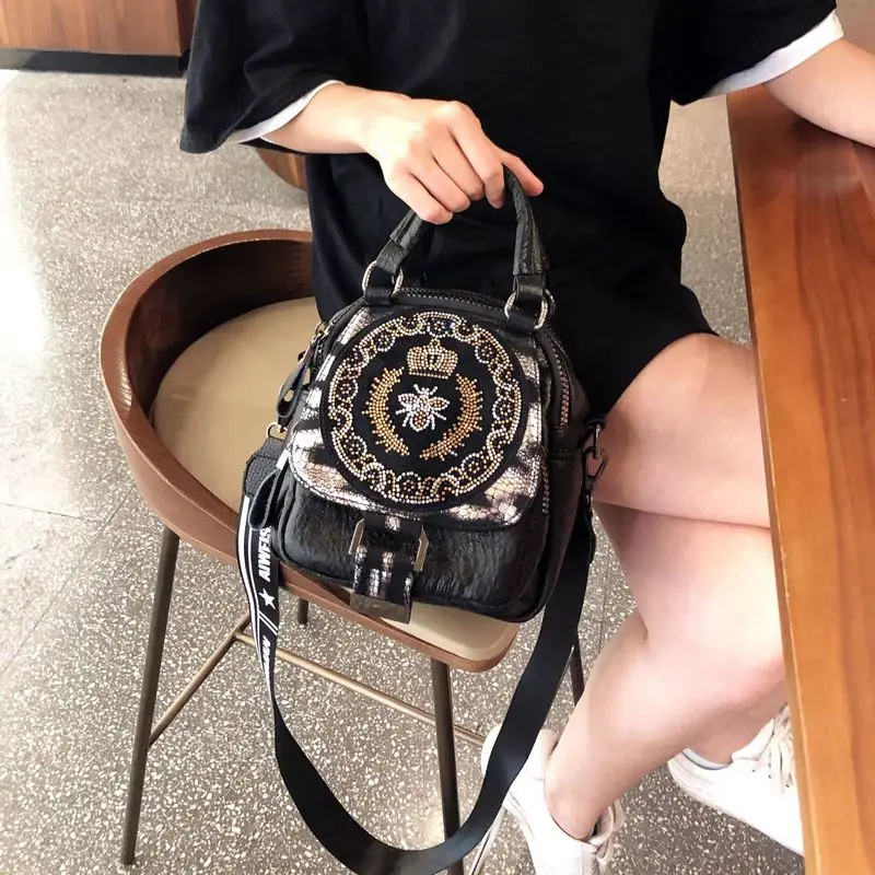 Women's Backpack Handbag Shoulder Bags Black Mini Small Hot Drilling Leather Backpacks For Girls Luxury Designer Handbags
Women's Backpack Handbag Shoulder Bags Black Mini Small Hot Drilling Leather Backpacks For Girls Luxury Designer Handbags