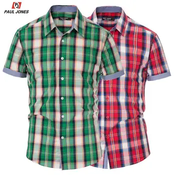 PAUL JONES Men's Casual Plaid Shirt Short Sleeve 98%Cotton Summer Shirts Point Collar Curved Hem Contrast Color Shirts 2020
PAUL JONES Men's Casual Plaid Shirt Short Sleeve 98%Cotton Summer Shirts Point Collar Curved Hem Contrast Color Shirts 2020