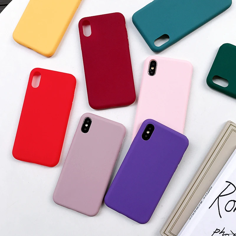 Силиконовый однотонный чехол для iphone XR X XS Max 6 6S 7 8 Plus 11 pro max милые яркие цвета