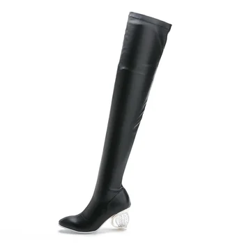 US4-11 Womens Over Knee Thigh Boots Genuine Leather Crystal Strange Ball Heel Shoes Pull On Plus Size Black C489
US4-11 Womens Over Knee Thigh Boots Genuine Leather Crystal Strange Ball Heel Shoes Pull On Plus Size Black C489