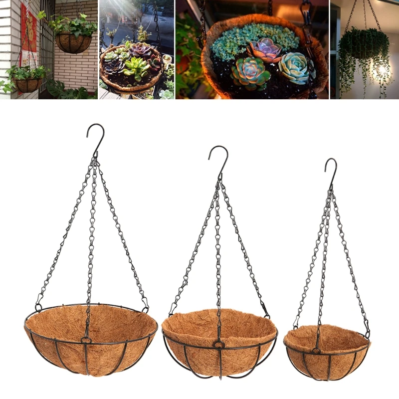 Фото Hanging Coconut Vegetable Flower Pots Palm Iron Art Basket Liners Planter With Chain Decor for Garden  Дом и | Hanging Baskets (1005002837113609)