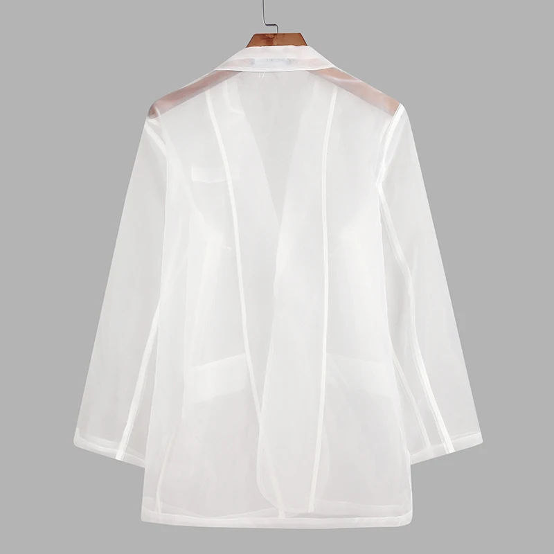 INCERUN Fashion Men Mesh Blazers Transparent 2021 Lapel Long Sleeve Sexy Casual Coats Streetwear One Button Party Men Suit S-5XL INCERUN Fashion Men Mesh Blazers Transparent 2021 Lapel Long Sleeve Sexy Casual Coats Streetwear One Button Party Men Suit S-5XL