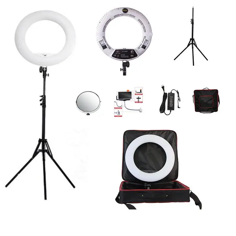 

YidobloWhite FS-480II 5500K Dimmable Camera Photo/Studio/Phone/Video 18"48W 480 LED Ring Light LED Lamp+ 2M tripod +Soft bag Kit