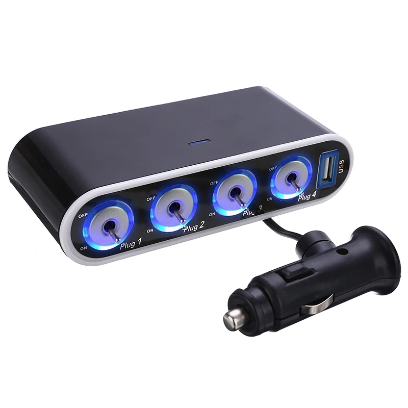 DC 12V 60W 4 Socket USB Car Charger Newest 4 Way Car Cigarette Lighter Sockets Splitter Automobiles Mobile Phone Charging
DC 12V 60W 4 Socket USB Car Charger Newest 4 Way Car Cigarette Lighter Sockets Splitter Automobiles Mobile Phone Charging