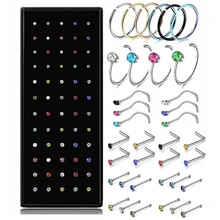 40/60PCS Crystal Stud Nose Ring Set 1.8mm Stainless Steel Nose Hoop Set Lshape Indian Nose Stud Pack Piercing Nariz Hoop Jewelry
40/60PCS Crystal Stud Nose Ring Set 1.8mm Stainless Steel Nose Hoop Set Lshape Indian Nose Stud Pack Piercing Nariz Hoop Jewelry