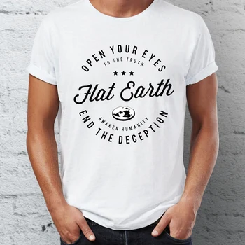 

Men's T Shirt Flat Earth Retro Funny Sarcasm Tee Male Summer 100% Cotton Fabric Streetwear Custom Crew Neck Clothing Novelty