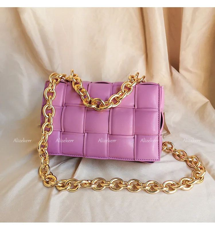 Metal Chain Avocado Green Shoulder Bag Women 2020 New Designer Woven Small Square Crossbody Bag Female Fashion Purse Top Quality Metal Chain Avocado Green Shoulder Bag Women 2020 New Designer Woven Small Square Crossbody Bag Female Fashion Purse Top Quality