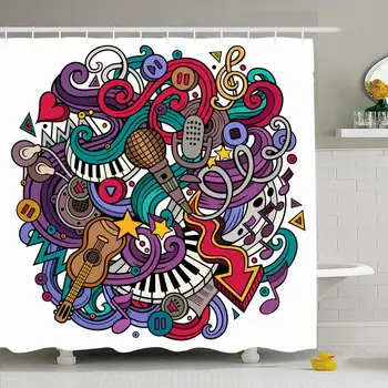 Shower Curtain Radio Concert Handdrawn Doodles Musical Plate Music Sports Recreation Rock Party Abstract Waterproof Polyester
Shower Curtain Radio Concert Handdrawn Doodles Musical Plate Music Sports Recreation Rock Party Abstract Waterproof Polyester
