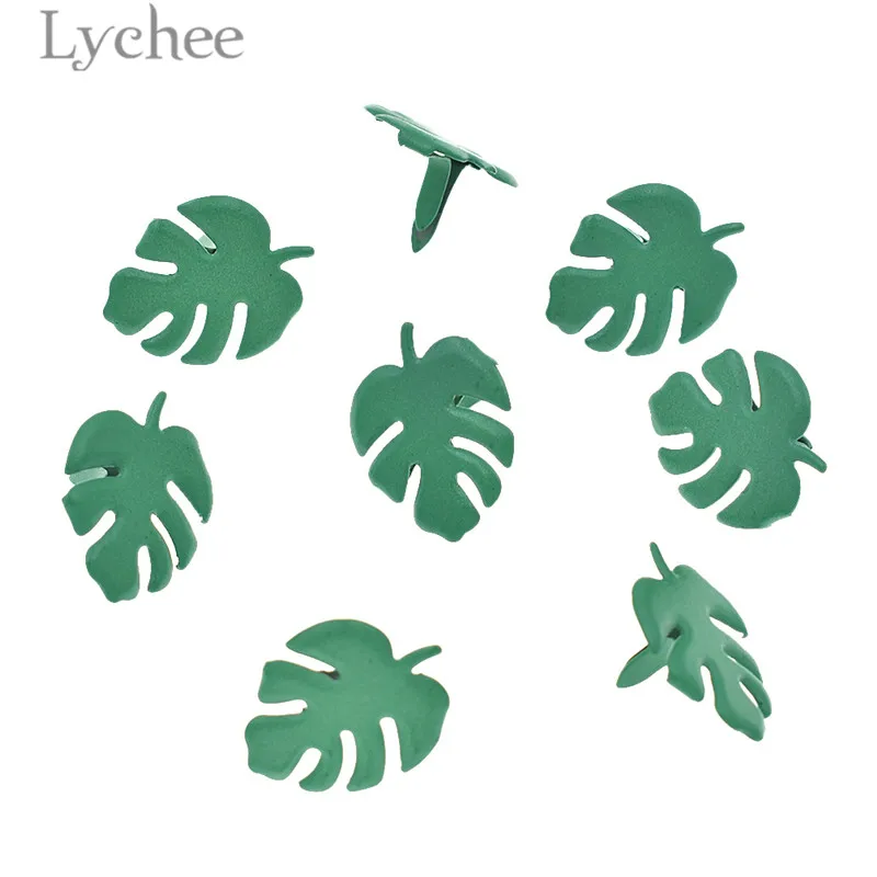 Description Picture 2 of itemLychee Life 50pcs Green Leaf Scrapbooking Brads Handmade Photo Album Embellishment DIY Decoration Brads for Craft Making