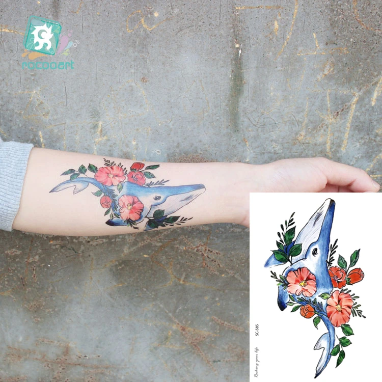 Rocooart 15x10.5cm Temporary Fake Body Flash Colorful Whale Tatoo Design for Female Back Arms Waterproof Taty Sticker 
Rocooart 15x10.5cm Temporary Fake Body Flash Colorful Whale Tatoo Design for Female Back Arms Waterproof Taty Sticker