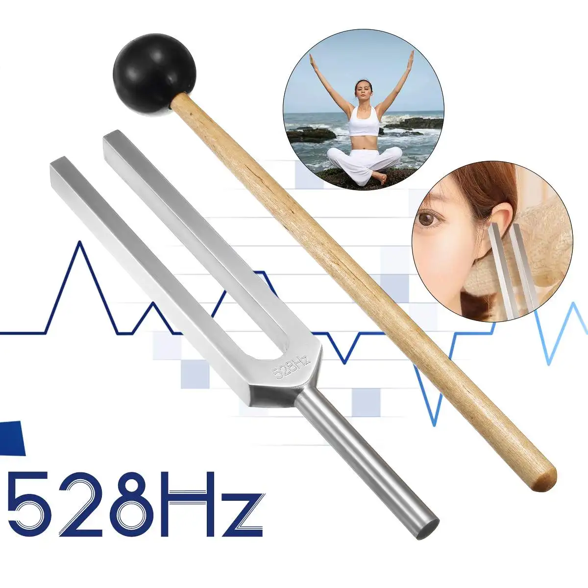 528HZ Aluminum Alloy Silver Tuning Fork Chakra Hammer Ball Diagnostic Tool for Sound Healing Therapy Health Care
528HZ Aluminum Alloy Silver Tuning Fork Chakra Hammer Ball Diagnostic Tool for Sound Healing Therapy Health Care