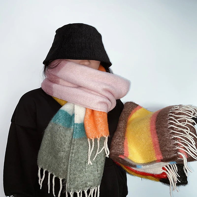 2020 Autumn Winter New Arrival Scarf Shawl Women Patchwork Color Mohair Soft and Warm All Match Vintage Scarf with Tassel
2020 Autumn Winter New Arrival Scarf Shawl Women Patchwork Color Mohair Soft and Warm All Match Vintage Scarf with Tassel