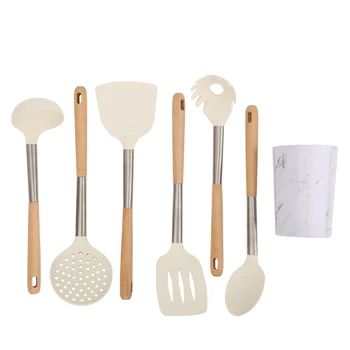 Silicone Cooking Utensils Set Non-stick Spatula Soup Spoon Wooden Handle with Storage Box Kitchen Utensils BBQ Tools 
Silicone Cooking Utensils Set Non-stick Spatula Soup Spoon Wooden Handle with Storage Box Kitchen Utensils BBQ Tools