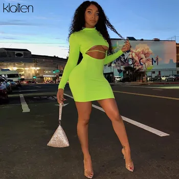 KLALIEN Turtleneck Long Sleeve Hollow Out high Waist Solid Casual Tight Dresses 2019 New Autumn Women Fashion Flourescent Dress
KLALIEN Turtleneck Long Sleeve Hollow Out high Waist Solid Casual Tight Dresses 2019 New Autumn Women Fashion Flourescent Dress