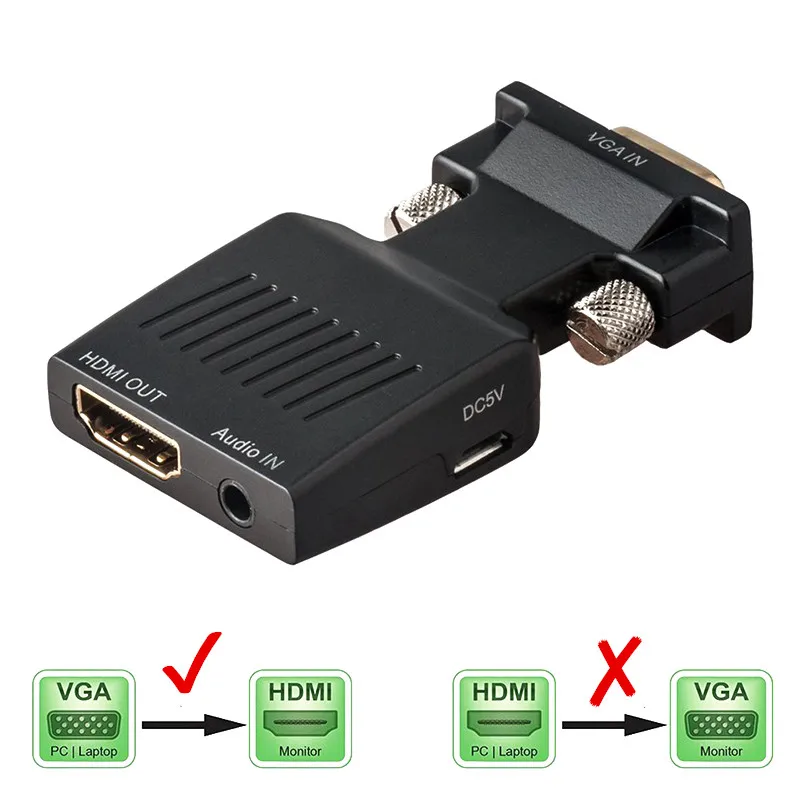 VGA Male to HDMI Female Converter with Audio Adapter Cables 1080P for HDTV Monitor Projector PC PS3
VGA Male to HDMI Female Converter with Audio Adapter Cables 1080P for HDTV Monitor Projector PC PS3