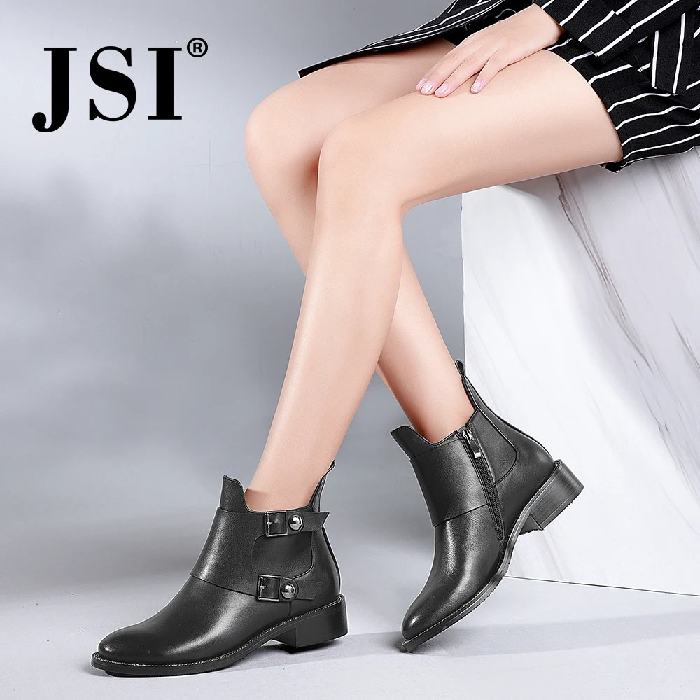 JSI Brand Women's Ankle Boots High Quality Handmade Solid Cow Leather High Heel Shoes Fashion Buckle Round Toe Lady Boots JB72 
JSI Brand Women's Ankle Boots High Quality Handmade Solid Cow Leather High Heel Shoes Fashion Buckle Round Toe Lady Boots JB72