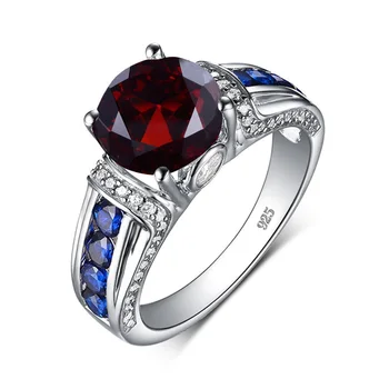 

Szjinao Brand Gemstone Jewelry Sterling Silver 925 Garnet Ring Prong Setting Handmade Creative Design Sapphire Women Bijoux