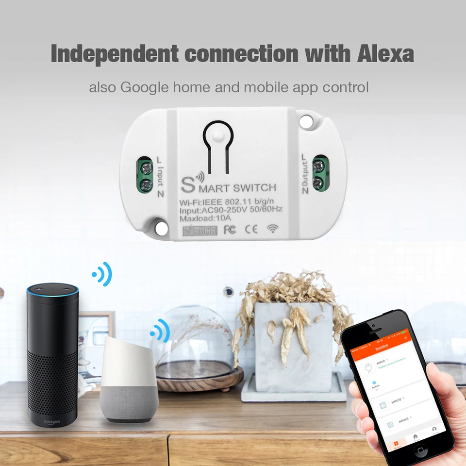 DIY WiFi Smart Light Switch Universal Breaker Timer Wireless Remote Control Works with Alexa Google Home Smart Home
DIY WiFi Smart Light Switch Universal Breaker Timer Wireless Remote Control Works with Alexa Google Home Smart Home