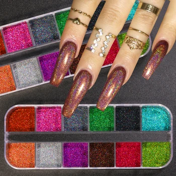 12 Grids/pc Holographics Nail Powder Nail Art Colorful Flakes Decoration Sparkly Shinning Flakes Dust Chrome Pigment Manicuring
12 Grids/pc Holographics Nail Powder Nail Art Colorful Flakes Decoration Sparkly Shinning Flakes Dust Chrome Pigment Manicuring
