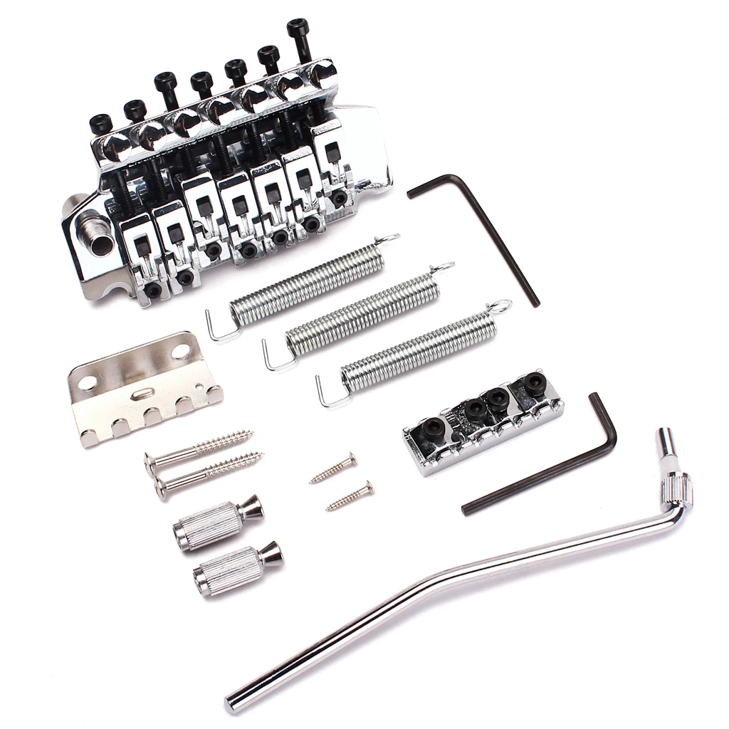 Electric Guitar Tremolo Bridge Double Locking Assembly System Chrome GA501 Electric Guitar Tremolo Bridge Double Locking Assembly System Chrome GA501
